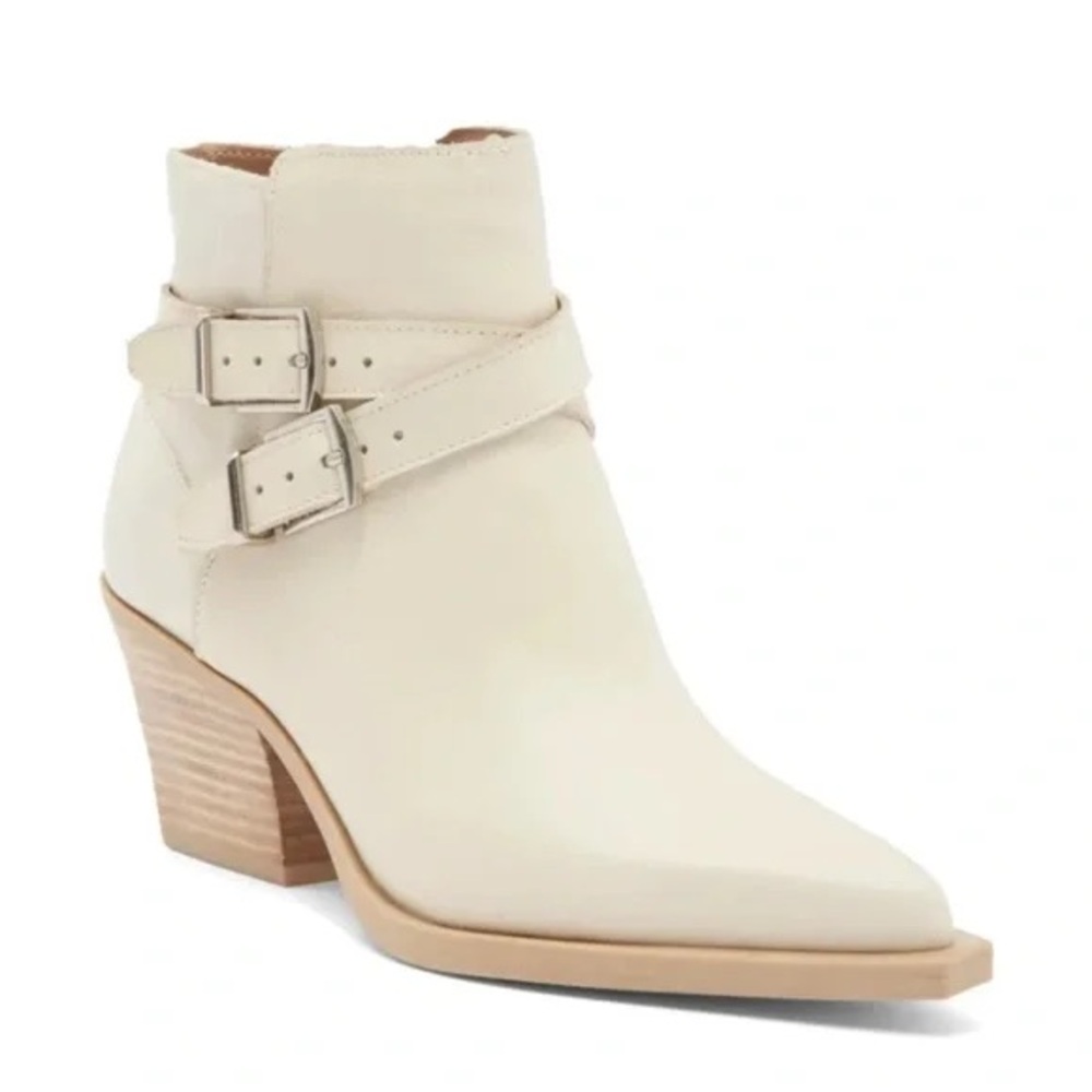 Dolce Vita Cream Ankle Booties with Buckle Detail
